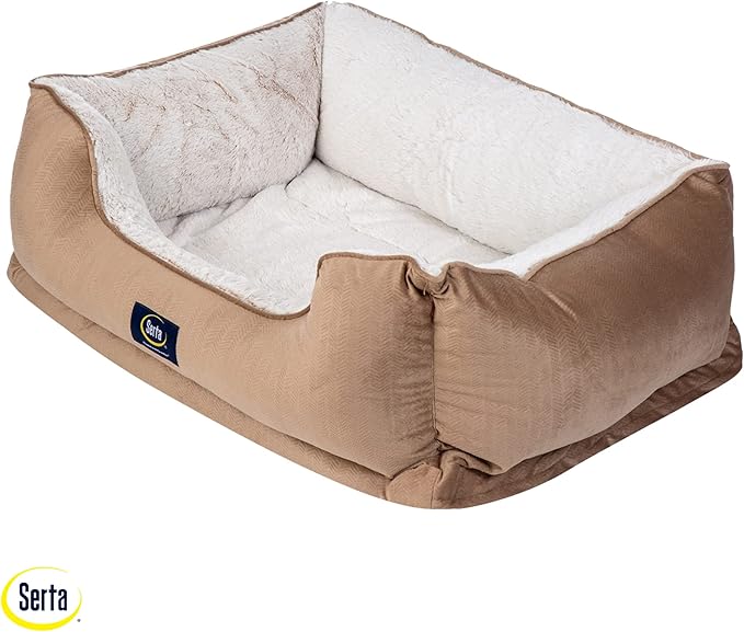 Serta Orthopedic Cuddler Dog Bed for Pets – Desert Sand (Large)