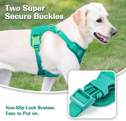No Pull Dog Harness for Small Medium Large Dogs - Adjustable 2 Layer Mesh Dog Vest with Dual Clip, Escape Proof, Quick Release, Lightweight Breathable Mesh for Walking Hiking (MARRS Green,XS)