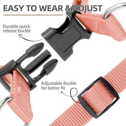PUPTECK No Pull Dog Harness Soft Adjustable Basic Nylon Step in Puppy Vest Outdoor Walking with ID Tag, LightCoral, XS