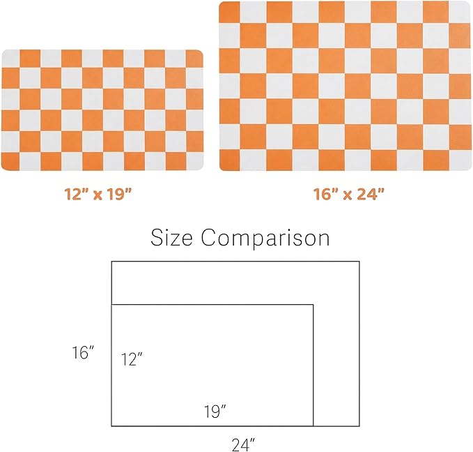 Ralxion Checkered Dog Feeding Mat, Absorbent Mats for Dog Food and Water Bowl, Dispenser, Aesthetic Orange Checkerboard Pet Placemat for Dogs, Cats, Puppy Accessories 16 x 24