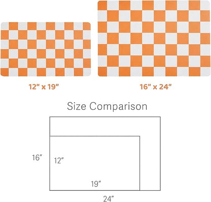 Ralxion Checkered Dog Feeding Mat, Absorbent Mats for Dog Food and Water Bowl, Dispenser, Aesthetic Orange Checkerboard Pet Placemat for Dogs, Cats, Puppy Accessories 16 x 24
