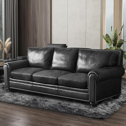 ANARACHON Leather Look Couch Cushion Covers Sofa Seat Slipcovers Sets Couches Furniture Protector for Sectional Armchair Loveseat Pets Kids Stretch Spandex Fabric (3 Cushion Sofa, Dark Grey)