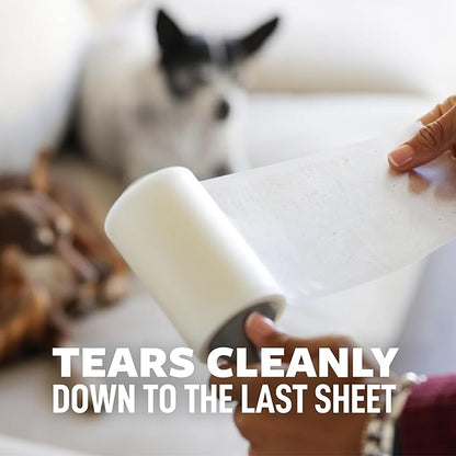 Scotch-Brite Pet Hair Pickup Extra Sticky Large Surface Lint Roller with Handle, 50% Stickier, 8 in x 29.8 ft Each, 2 Pack, 120 Easy-Tear Sheets Total