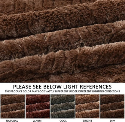 YUSOKI Luxury Faux Fur Twin XL Blanket for Twin XL Bed 2 Layers,5.2lb,All Ages,Home Decoration Without Pillows(Brown,63"x90")