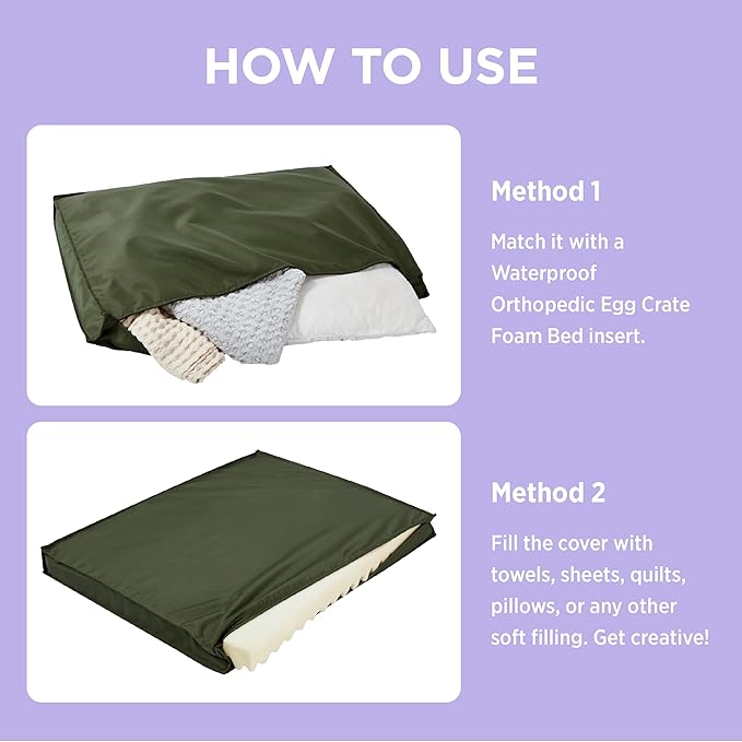 LE SURE Waterproof Dog Bed Cover Replacement Washable - XL Size for Pet Mat 44x32x3 Inches, Green