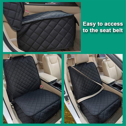 Waterproof Front Seat Cover Dog Car Seat Covers Nonslip and Full Protection with Side Flaps Fits Most Cars, Trucks, SUVs(Black, 1Pack)