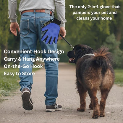 Gift for Pets, 2 Pieces of 2-in-1 double-sided pet grooming gloves gently lift loose fur from dogs, cats, and horses. Works on long or short hair and fabric. We gives back