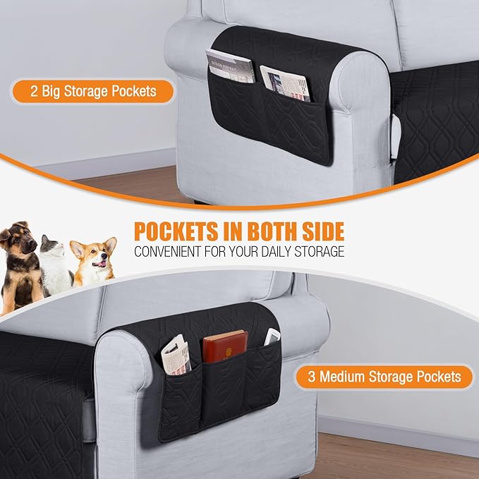 VANSOFY Couch Cover, Waterproof Sofa Covers Washable Slipcover Furniture Protector Couch Seat Covers Non-Slip Couch Cover for Dogs, Pets(Chair, Black)