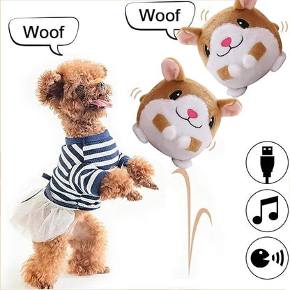 Active Moving Pet Plush Toy, Interactive Dog Toys Pet Bouncing Balls, USB Rechargeable Interactive Washable Cartoon Pig Plush Sound Electronic Dog Toy, Small Cute Squeaky Pig Dog Toy (Hamster)