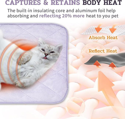 NWK Fluffy Self Warming Cat Mat, Cat Blanket, Thermal Dog Mat, Washable, Non-Slip Bottom for Sofa & Crate & Kennel & Car Seat (Purple, Large (35'' X 23'' X 0.4''))