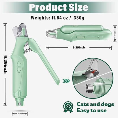 2 in 1 Dog Nail Clippers & Cat Nail Clippers Trimmers for Large Medium Small Dogs Cats Claw Trimmer Quick Sensor and Safety Guard USB Rechargeable Dogs Nail Trimmer with Catcher & 2 LED Lights