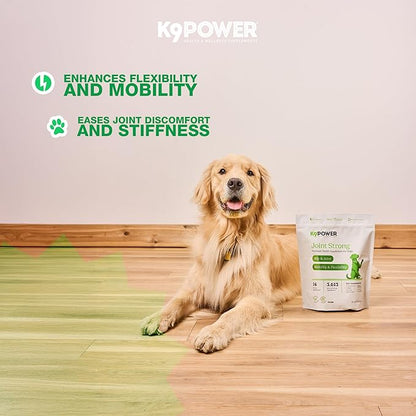 K9Power Joint Strong – Dog Joint Supplement for Mobility, Pain & Inflammation Relief – Glucosamine, Chondroitin, Collagen, Curcumin, Omega 3s, CMO, Green Tea – Ideal for Arthritis & Joint Protection