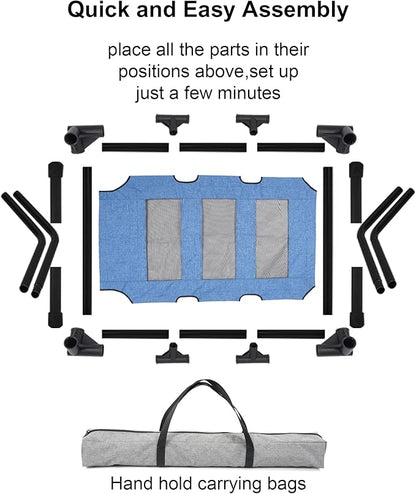 Raised Dog Bed Cooling Cot for Indoor Outdoor Use Portable Waterproof Mesh Pet Bed Washable for Large Medium Small Dogs, Blue