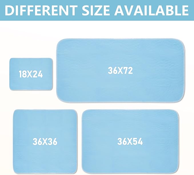 DAHAPYBOO Washable Underpads, 36"x54" 2 Pack Incontinence Bed Pads, Heavy Absorbency Reusable for Elderly, Kids, Adults and Pets, Waterproof Quick Drying for Bed, Sofa, Floor