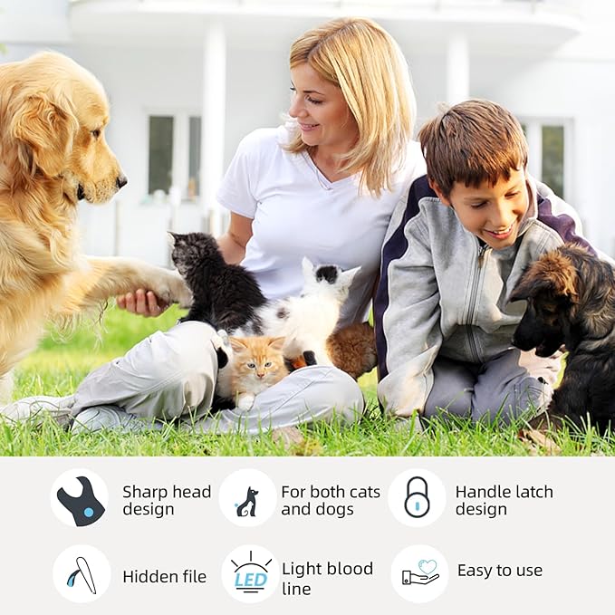 LED Light Pet Nail Clipper, Safe Quick Sensor Trimmer with Bloodline Detection, Sharp Blades for Dogs and Cats