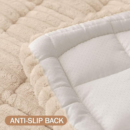 Smiry Couch Cover for Dogs Washable, Non Slip Fuzzy Pet Couch Covers for 3 Cushion Sofa Pet Friendly, Thick Soft Sofa Slipcovers Cushion Protector (Apricot, 27.6" x 70.9")
