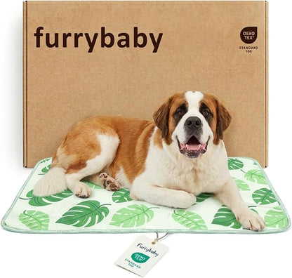 Dog Cooling Mat for Dogs & Cats, Soft Breathable Cooling Pad for Dog Bed, 43"x32" Self Cooling Crate Mat for Dogs, No Gel Washable Non-Slip Pet Cooling Mat Indoor Outdoor, Leaf