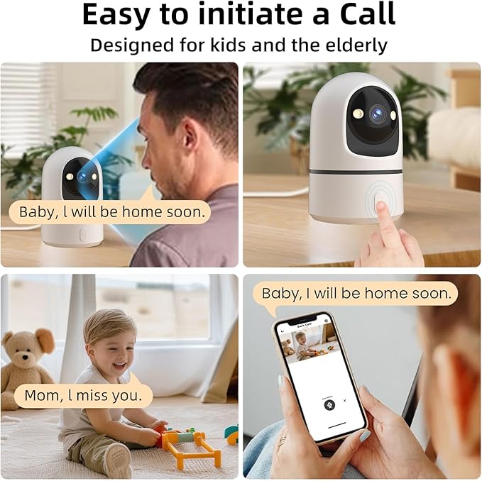 Apone 2.4Ghz WiFi Security Camera Indoor, Baby Monitor Pet Camera 360° for Home Security, One-Touch Call, Smart Motion Detection, IR Night Vision