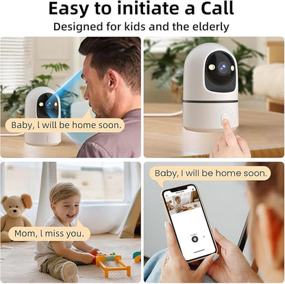 Apone 2.4Ghz WiFi Security Camera Indoor, Baby Monitor Pet Camera 360° for Home Security, One-Touch Call, Smart Motion Detection, IR Night Vision