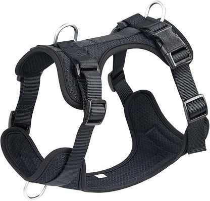 Wisedog Dog Harness Medium Sized, Pet Vest with Front Clip, Adjustable Puppy Harness with 3 Fast Release Buckles[Easy to Put on & Take Off] (Black, M)