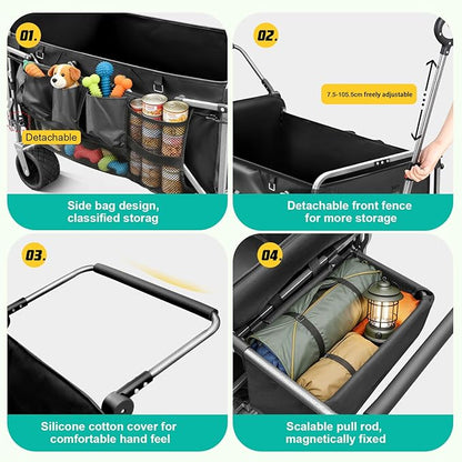 Dog Stroller for Large & Medium Dogs up to 220lbs with Tailgate, Mat, Multiple Pockets, Cup Holder, Storage Baskets, All-Terrain Foldable Large Pet Dog Wagon for Road Trips, Vet Visits, or Park Day
