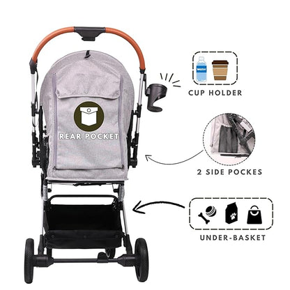 Bicystar Pet Stroller for Small Medium Dogs Cats Up to 45 lbs, Travel Lite Collapsible, All Terrain 4 Wheels for Jogging, Running, Black
