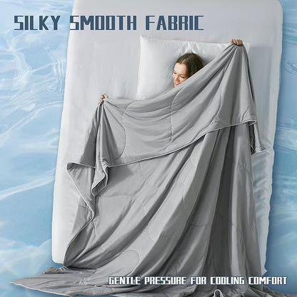 DOWNCOOL Cooling Comforter Twin Size, Grey Cooling Blanket for Hot Sleeper, Lightweight & Breathable Blanket for Night Sweats,Dual-Side Cooling Summer Bedding,68"X90"