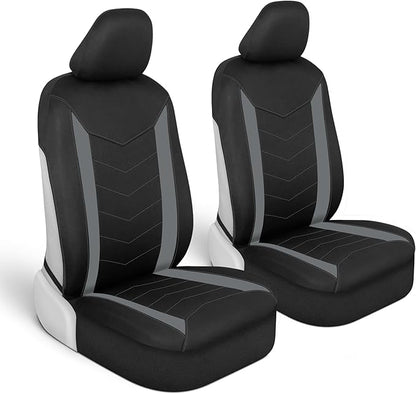 Motor Trend SpillGuard 2 Gray Seat Covers for Cars & Seat Covers for Trucks - Neoprene Lining Waterproof Car Seat Covers Front Seats Only - SUV Seat Covers Protector - Forros para Asientos de Carro