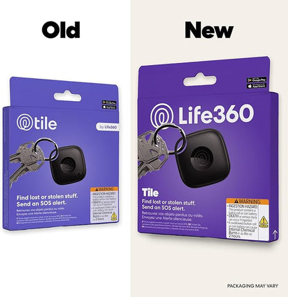 Life360 Tile - Bluetooth Tracker, Keys Finder and Item Locator for Keys, Bags and More. Phone Finder. Both iOS and Android Compatible. 1-Pack (Black)