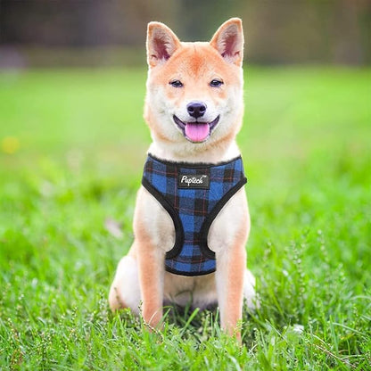 PUPTECK Soft Mesh Dog Harness and Leash Set Pet Puppy Cat Comfort Padded Vest No Pull Harnesses, Navy Blue, L