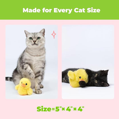 Catify Best Pet Supplies Flapping Duckling, Chick & Bird Cat Toy - Motion-Activated Wings, Realistic Chirps, Catnip-Infused Plush, USB-Rechargeable Indoor Cats & Kittens, Self-Play Enrichment - Yellow