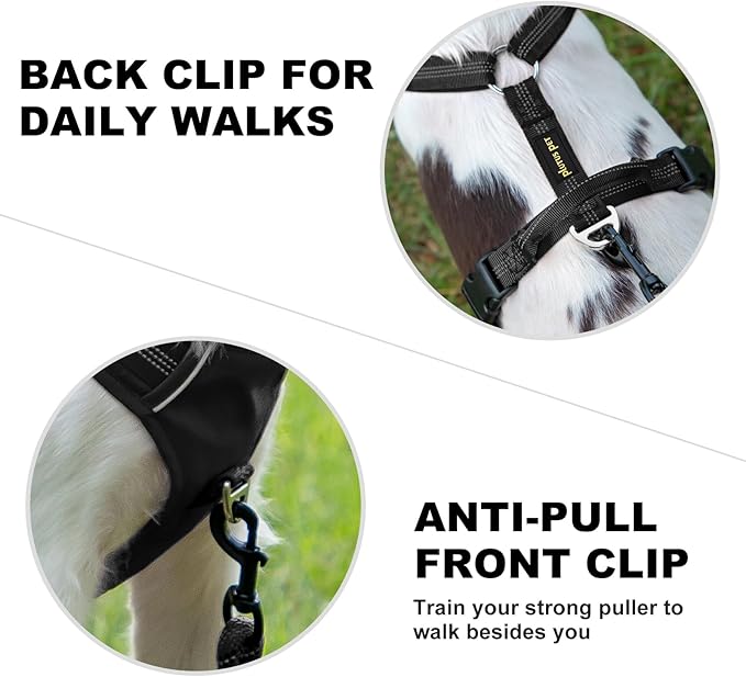 Plutus Pet No Pull Dog Harness, Reflective Adjustable Dog Vest Harness with Handle, Escape Proof, Soft Padded for Small Medium Large Dogs (Black, XS)