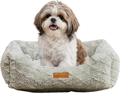 Modern Threads Ultra Soft Plush Pet Bed for Small and Medium Dogs with Elegant Texture and Stylish Design, Removable Washable Cover, Grey, (24" L x 20" W x 8" Th)