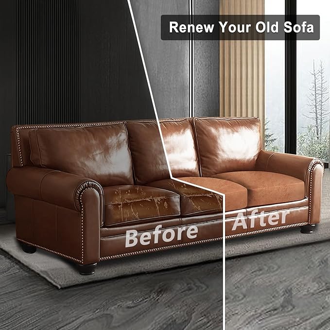 ANARACHON Leather Look Couch Cushion Covers Sofa Seat Slipcovers Sets Couches Furniture Protector for Sectional Armchair Loveseat Pets Kids Stretch Spandex Fabric (3 Cushion Sofa, Pinkish Brown)
