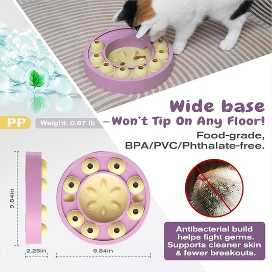KADTC Cat Puzzle Feeder, Interactive Slow Bowl for Indoor Cats Enrichment Pink Toy, Kitten Puzzle Toys