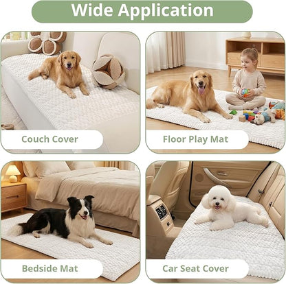 OstepDecor Washable Couch Cover for Dogs, Thick Pet Friendly Sofa Covers, Soft Couch Protector, Paw Cart Sofa Slipcovers, Cushion Protector for Leather, Sectional, Loveseat (35.4" x 35.4", White)