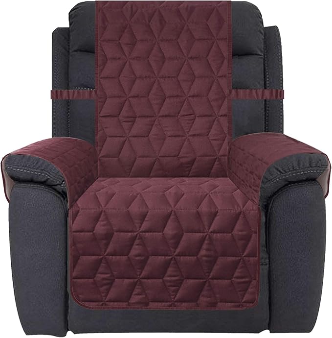 Ameritex Waterproof Nonslip Recliner Cover Stay in Place, Dog Couch Recliner Cover Furniture Protector for Pets and Kids (Burgundy, 30'')