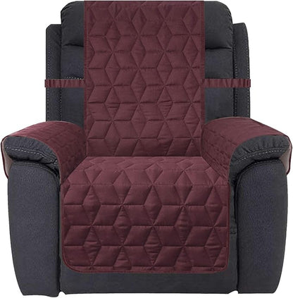 Ameritex Waterproof Nonslip Recliner Cover Stay in Place, Dog Couch Recliner Cover Furniture Protector for Pets and Kids (Burgundy, 30'')