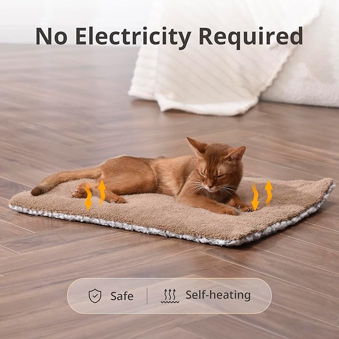Self Warming Cat Bed, 24" x 18" Self Heating Pet Pad, Double Sided Heated Dog Mat Thermal Blanket, Soft Thermal Pet Cushion for Large Kittens Small Puppy