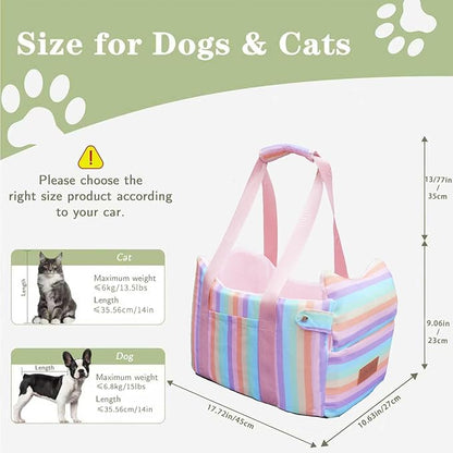 Cullaby Console Dog Seat | Anti-Collapse Armrest Booster for Small Dogs & Puppies - Secure Travel Carrier with Safety Clip-in Tether & Washable Cozy Cushion Pad - Up to 15 lbs