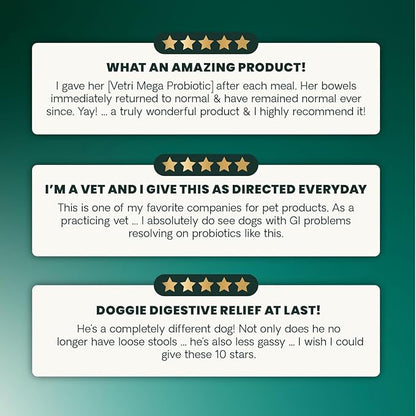VetriScience Extra Strength Gut Health Easy-Open Capsules, Mega Probiotic and Prebiotic Digestive Supplement for Dogs and Cats, for Diarrhea and Immune Support, 7.5 Billion CFU Per Capsule, 120 Count