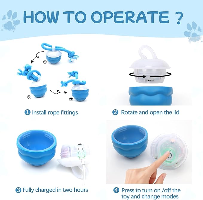 Goosheep 2026 New Interactive Dog Toys, Automatic Moving Dog Ball for Small/Medium/Large Dogs, Interactive Smart Rolling Dogs Toy Ball with Light Up to Keep Them Busy(Blue)