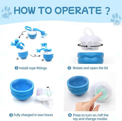 Goosheep 2026 New Interactive Dog Toys, Automatic Moving Dog Ball for Small/Medium/Large Dogs, Interactive Smart Rolling Dogs Toy Ball with Light Up to Keep Them Busy(Blue)