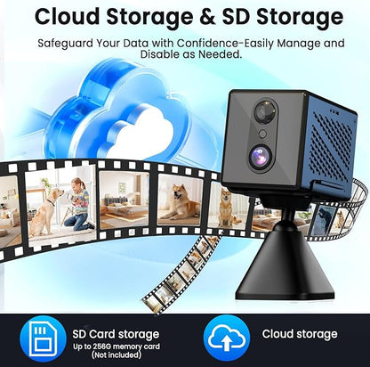 2026 Upgraded 4K Security Camera, 5GHz WiFi Indoor Camera, Free Cloud Storage, Home Security Camera with Night Vision, Motion Sensor, Long Battery Life, Motion Detection, Wireless Surveillance Cam