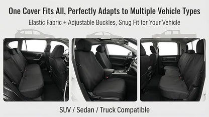 Dog Car Seat Cover for Pets - 100% Waterproof 600D Oxford Heavy Duty Hammock Style Scratch Proof Non Slip Back Seat Protector with Side Flaps, Fits Cars Trucks SUVs, Black
