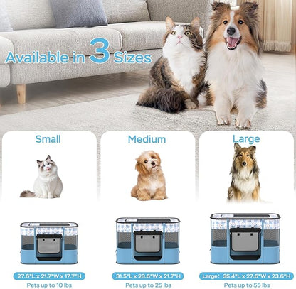 Dog and CAT pop Play Pen,Pets Houses for Dogs and Cats,Indoor&Outdoor Exercise Pen Dog Tent Puppy Playground Large (M, Bule)