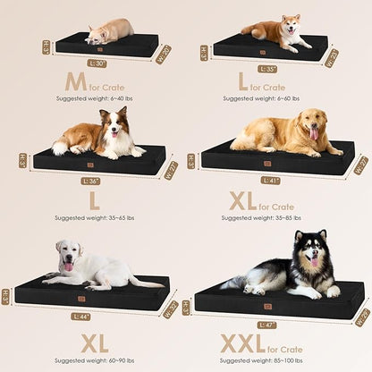 EHEYCIGA Orthopedic Dog Bed Waterproof 35"x23", Memory Foam Pet Bed for Larged Size Dogs, Washable Pet Mat with Removable Cover, Black