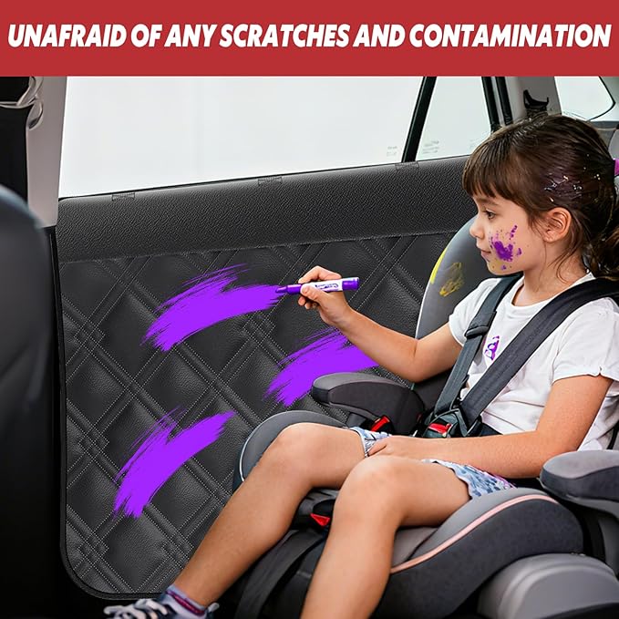 Surfcabin Dog Car Door Protector – 20% Larger Design for Trucks & Large SUVs, 2 Packs PU Material Thickened Waterproof Door Panel Covers, Protects Doors from Dog Scratching