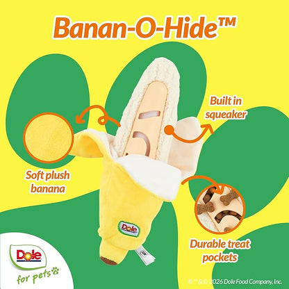 Dole for Pets® Dog Puzzle Toy with Squeaker, Banana Snuffle Dog Treat Toy for Small and Medium Dogs, Dog Enrichment Toys