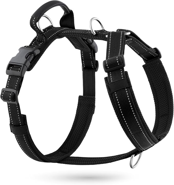 No Pull Dog Harness with Handle, Soft Mesh Padded Adjustable for Small Medium Large Dogs | Reflective Easy Walk Harness with Front Clip for Training, Running & Outdoor (Black, XL)